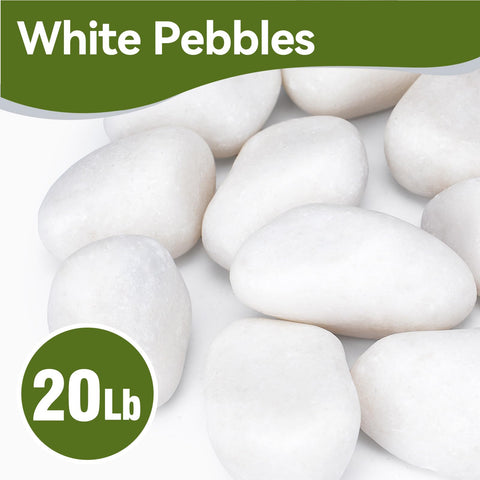 Pulovin polished white stones for garden decor brighten beds and borders.