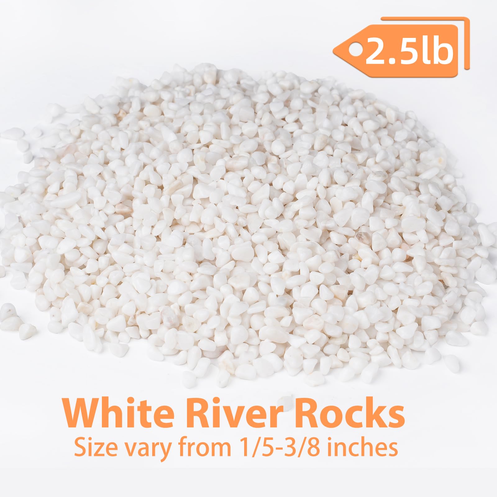 Pulovin white aquarium gravel 1-5-inch close-up for aquarium decor and natural backdrop.