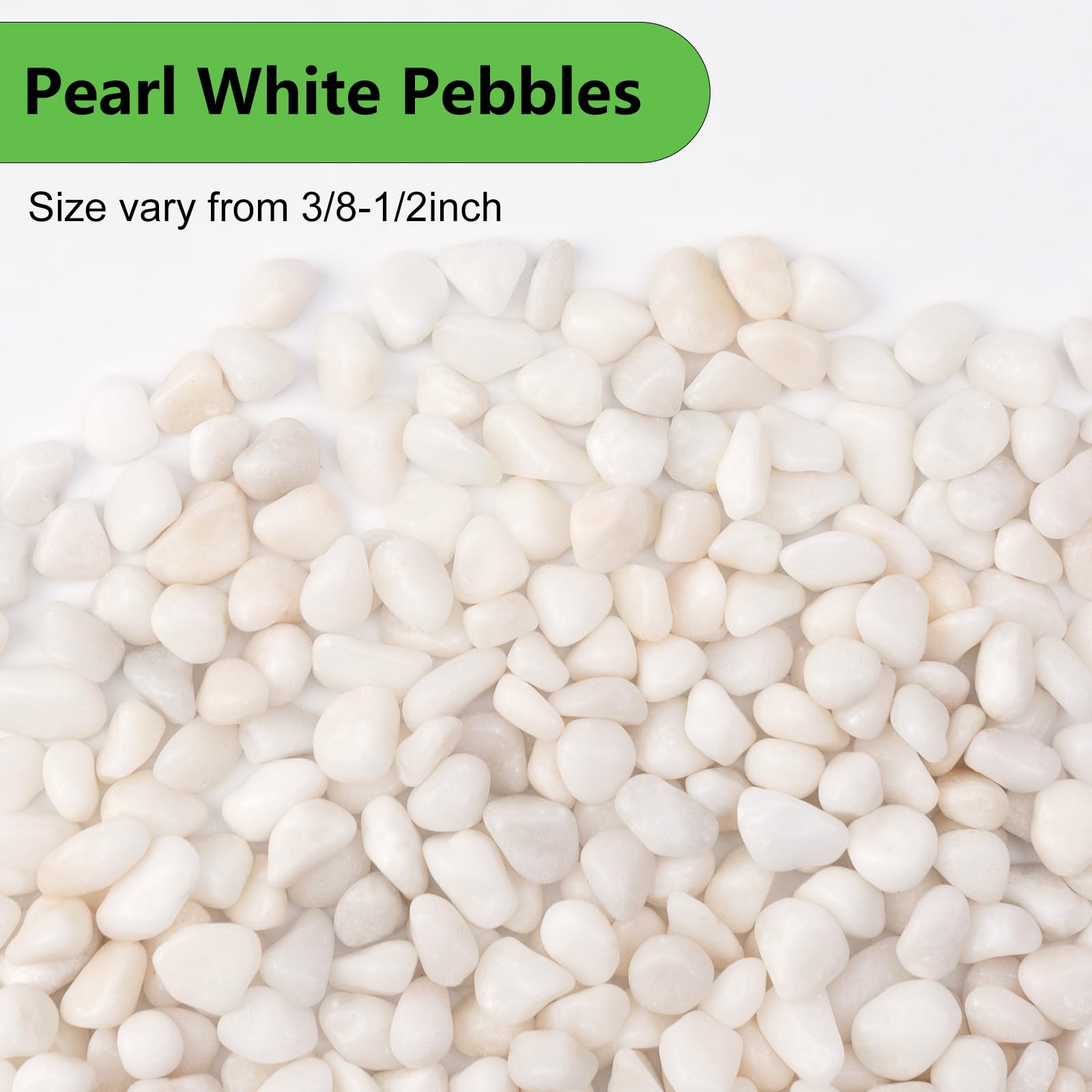 Pulovin white pebbles used as vase-fill for a sparkling display