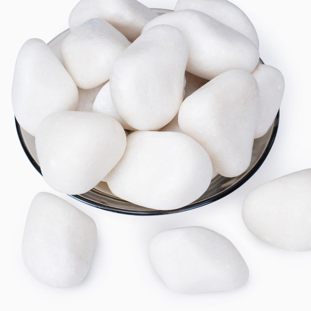 Pulovin white rocks for landscaping in 2-3 inch size enhance curb appeal and erosion control.