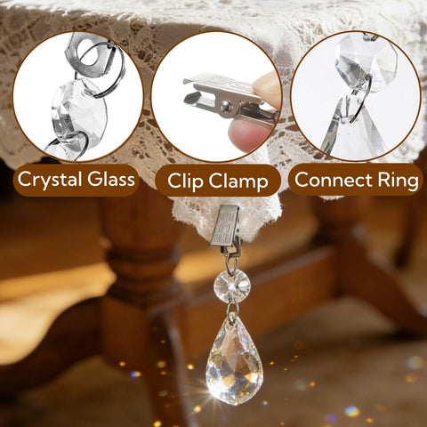 Pumtus crystal prism weight with facets enhances festive decor.