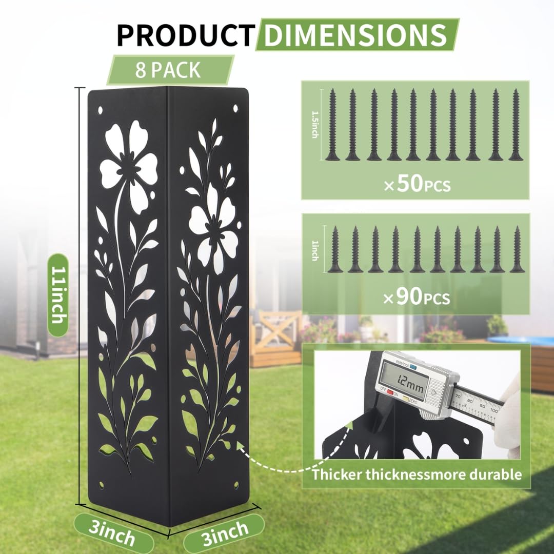 Puobao raised garden bed corner brackets show decorative floral design with sturdy support.
