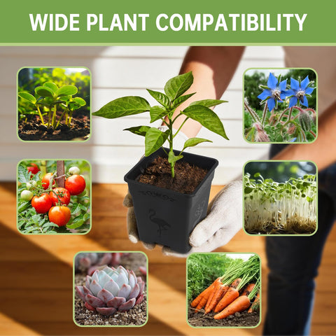Puobao reusable plastic nursery pots are crack-resistant and easy to clean.