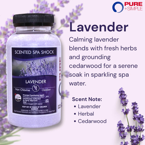 Pouring Pure and Simple Lavender Spa Shock into a hot tub during maintenance