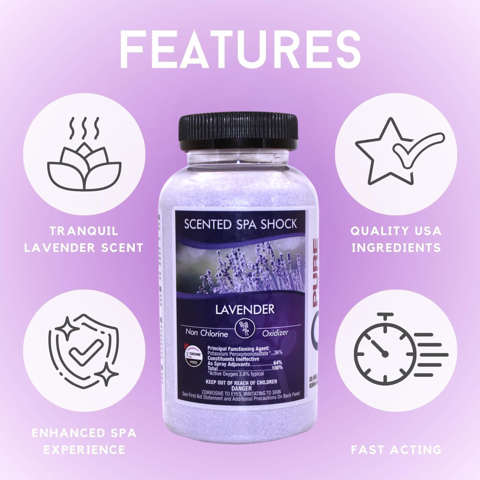 Spa water appears clear after applying Pure and Simple Lavender Spa Shock