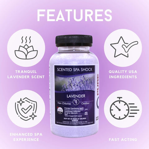 Spa water appears clear after applying Pure and Simple Lavender Spa Shock