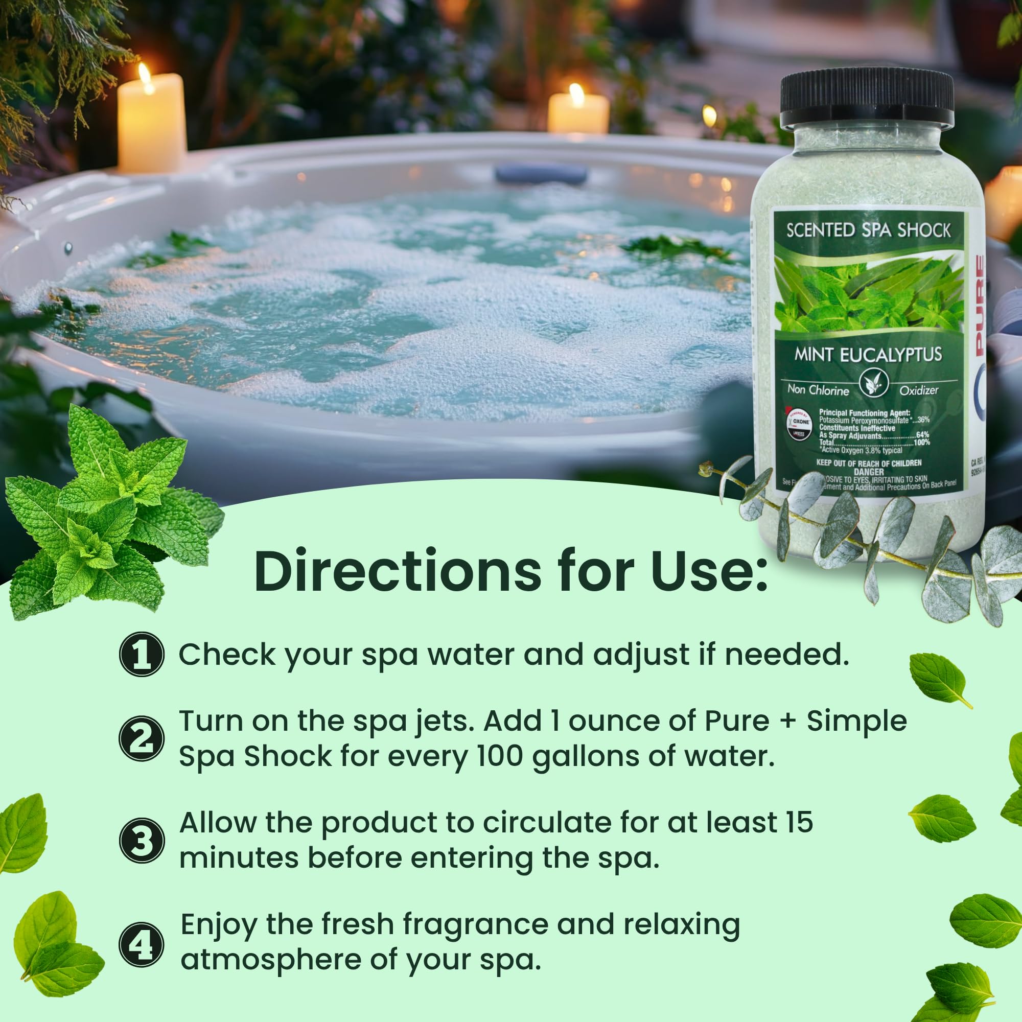 Pure and Simple spa shock jar on counter highlights USA-made packaging.