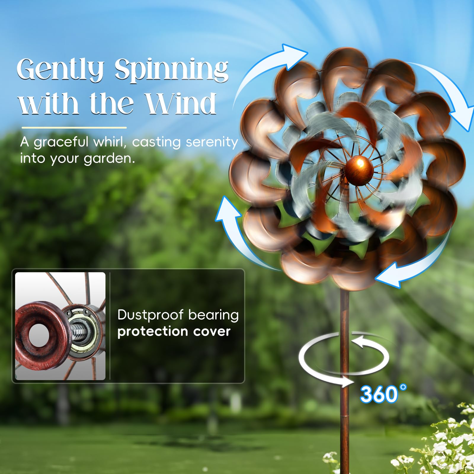 Pure Echo wind spinner height adjustable from 60 to 84 inches with a 23-inch blade.