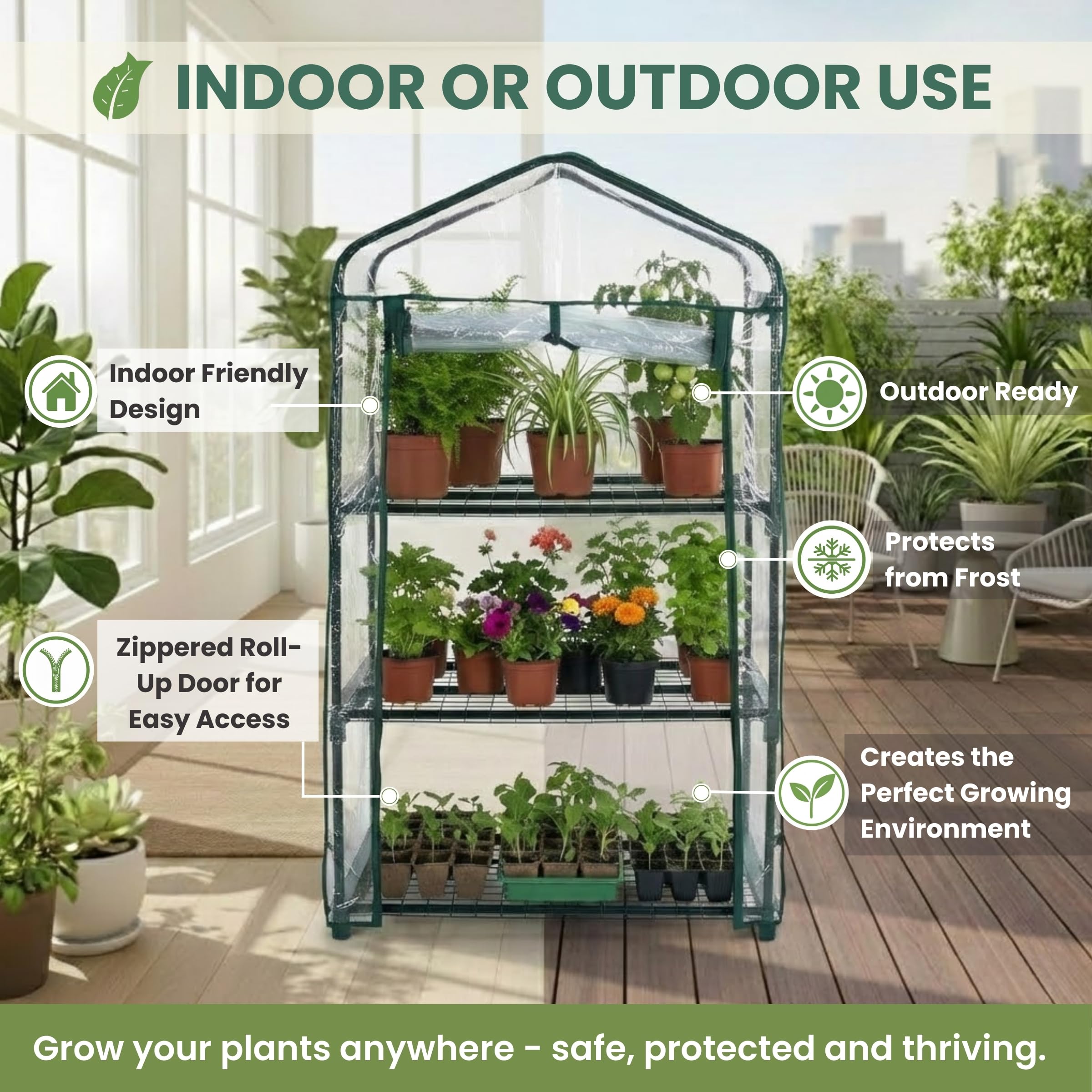 Pure Garden rust-resistant frame supports heavier pots in outdoor use.