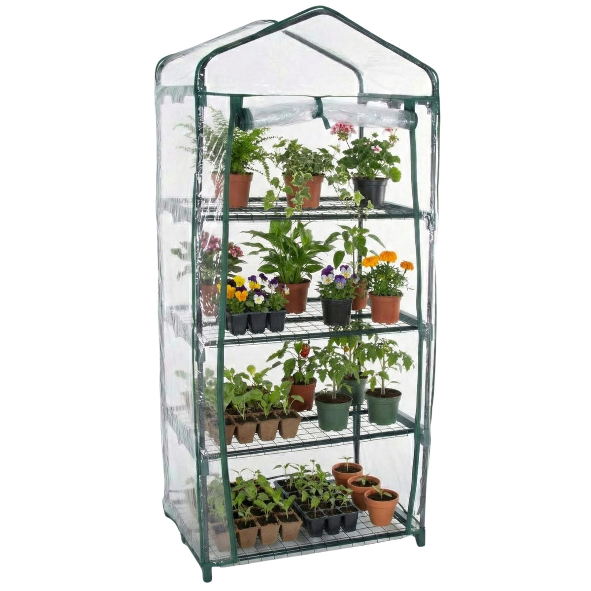 Pure Garden 4-Tier Greenhouse frame assembly shows sturdy rust-resistant construction for outdoor use.