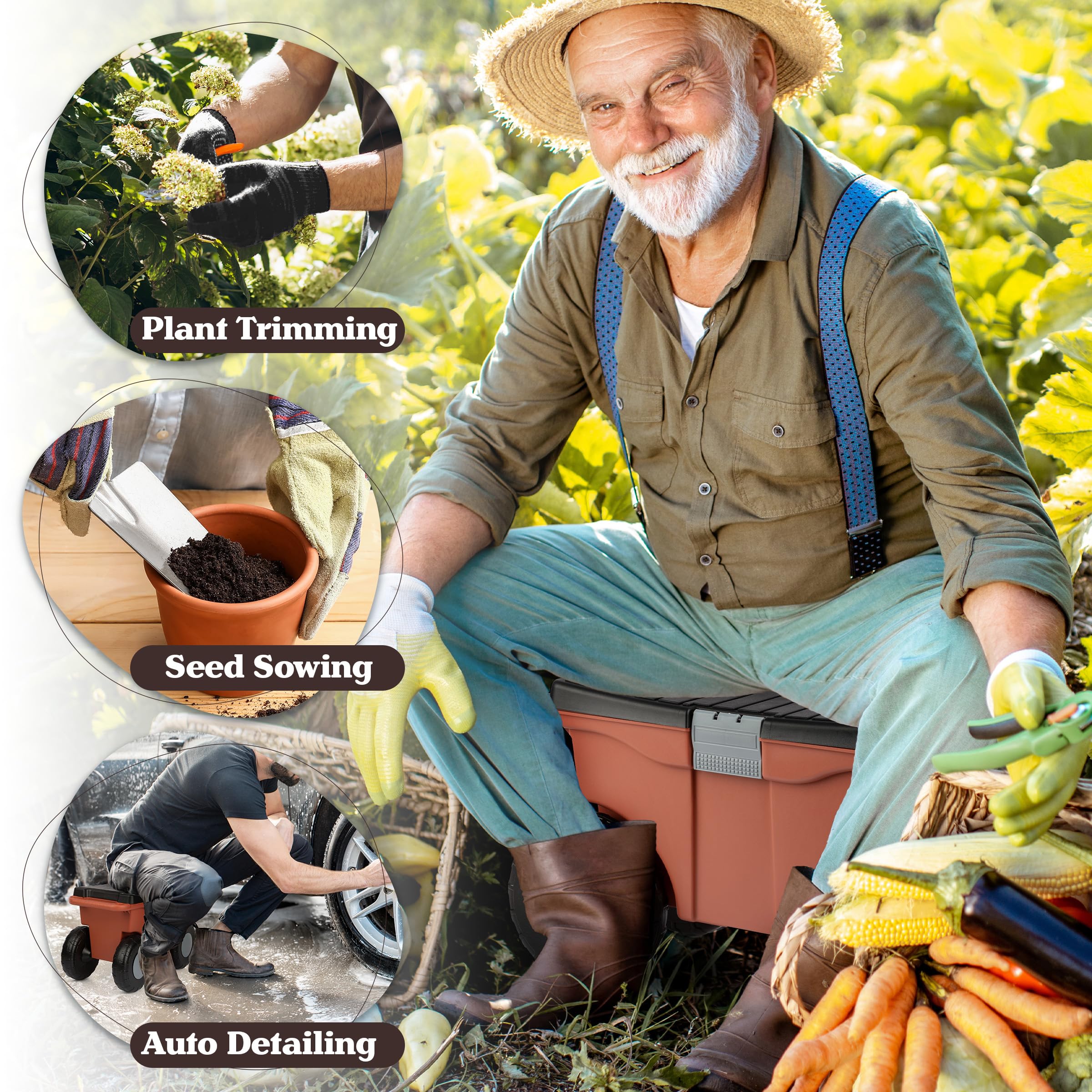 Pure Garden cart built-in handles enabling easy lifting and transportation.