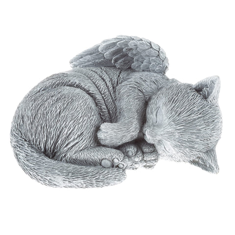 Pure Garden cat memorial stone with peaceful sleeping kitten angel for outdoor display