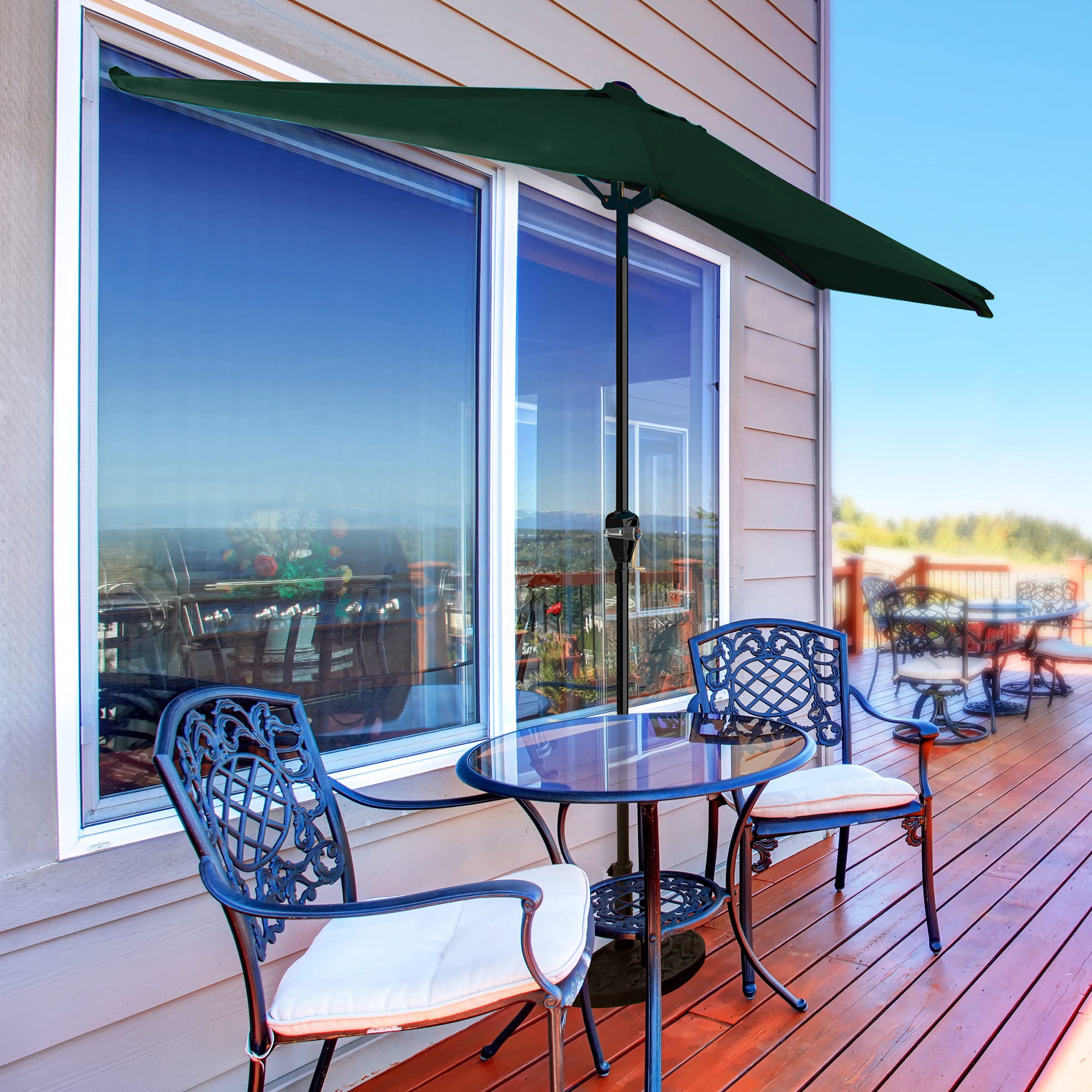 Pure Garden compact balcony setup provides sun protection in small outdoor spaces.