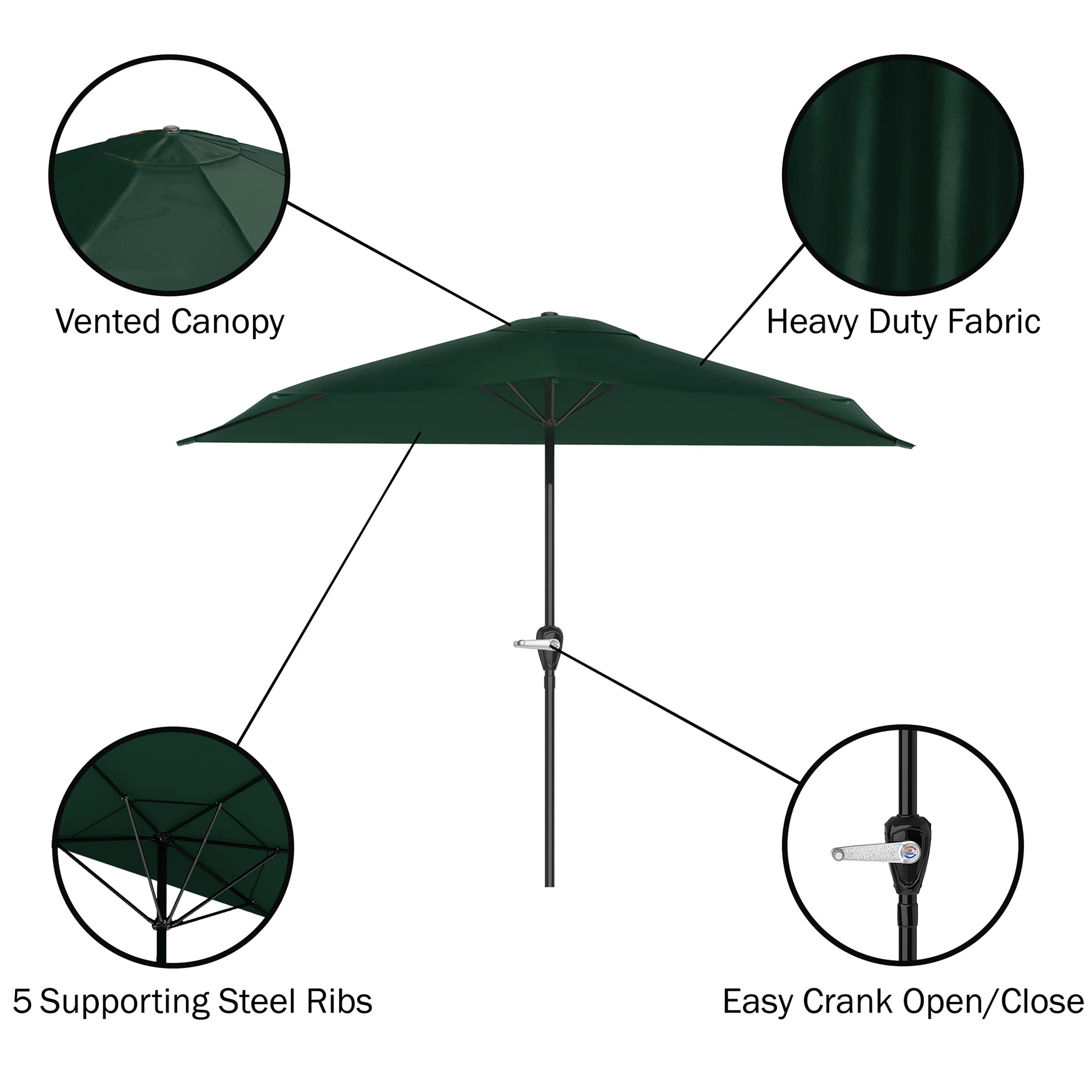 Pure Garden durable steel ribs ensure lasting support against wind and sun.