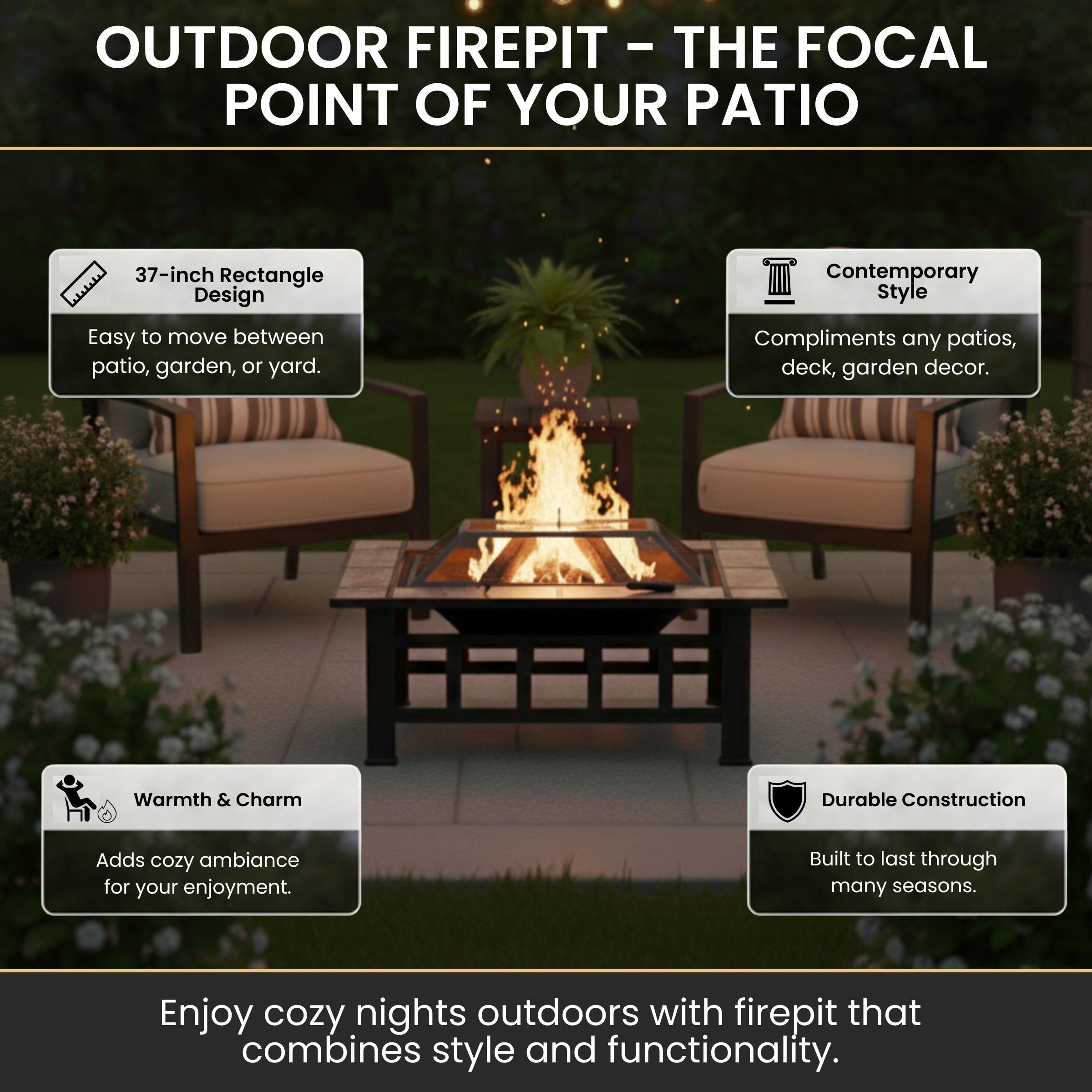 Pure Garden fire pit bowl 26.75-inch diameter for warm gatherings