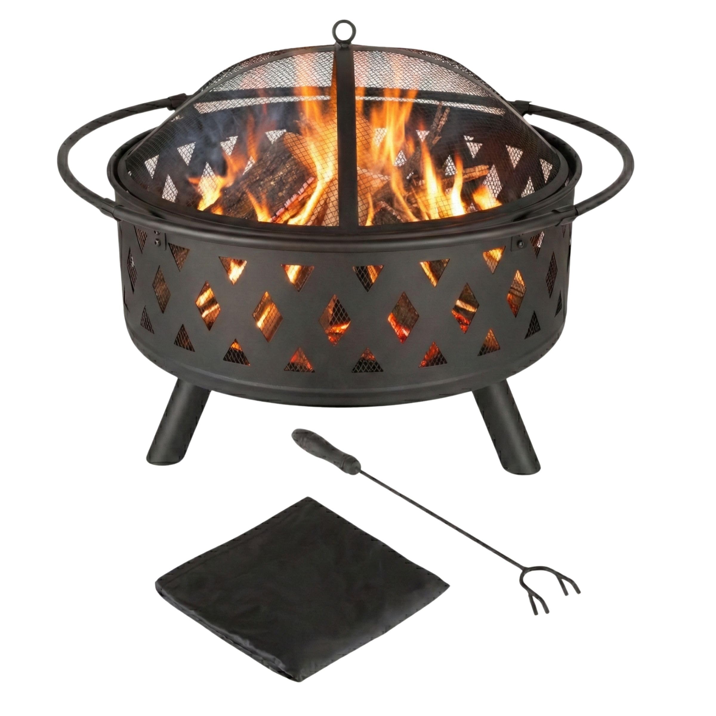 Pure Garden Fire Pit 32-Inch Bowl highlights spacious wood burning for gatherings.