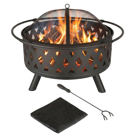 Pure Garden Fire Pit 32-Inch Bowl highlights spacious wood burning for gatherings.