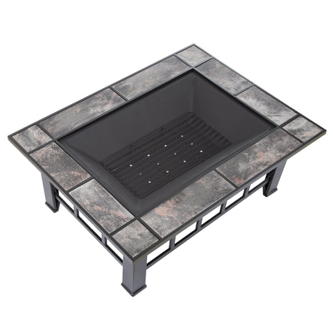 Pure Garden fire pit top 37-inch marble tile on a patio for cozy evenings