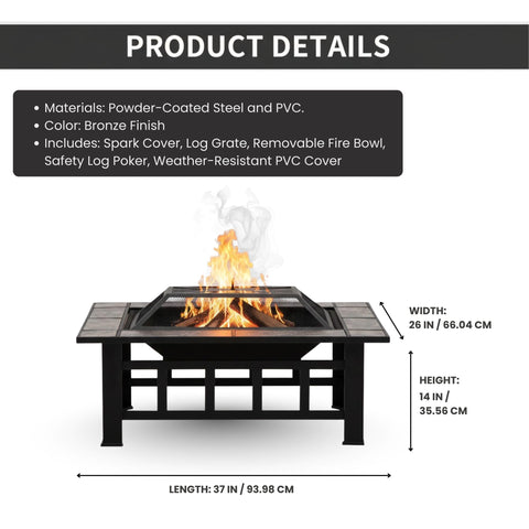 Pure Garden black and orange marble tile top enhances outdoor decor