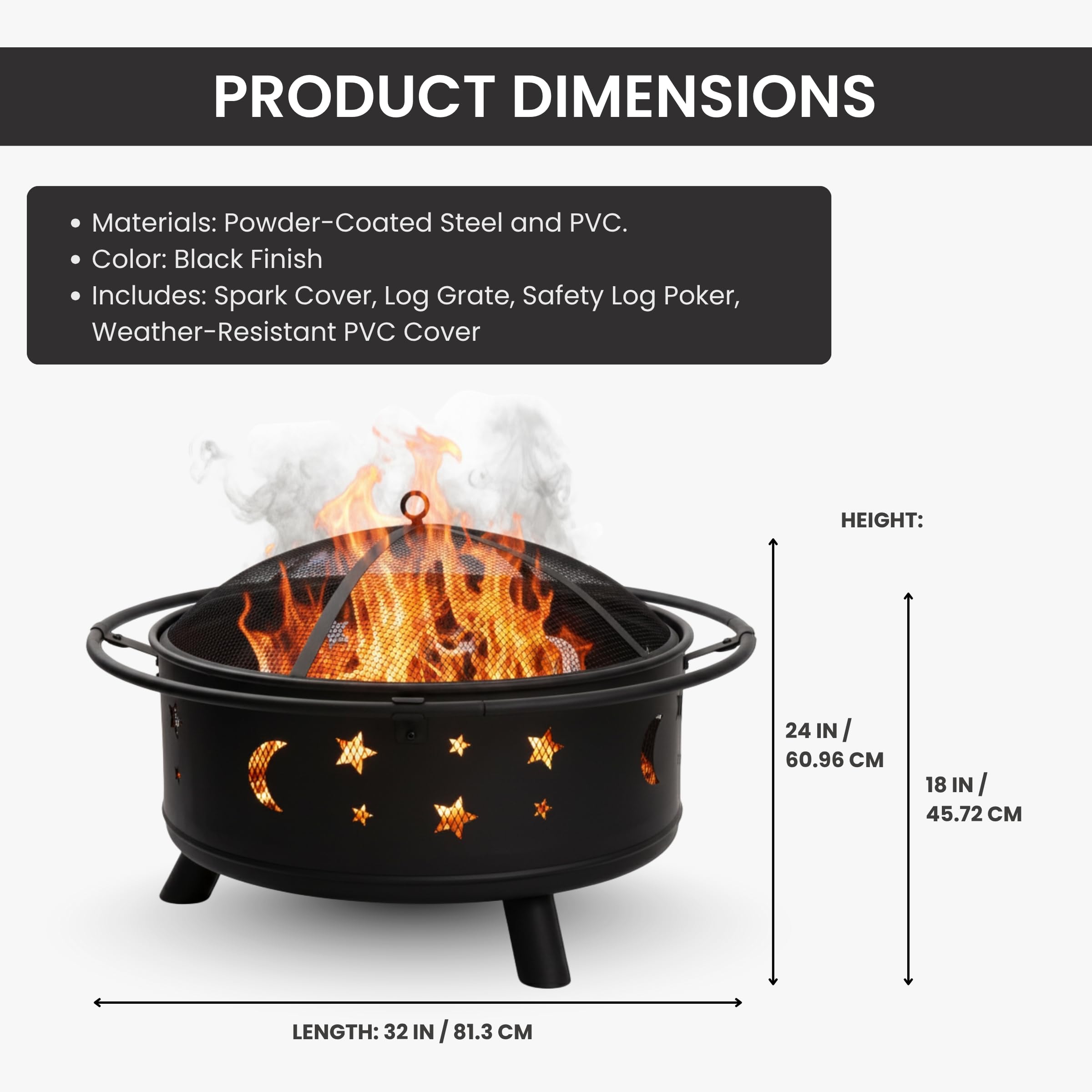 Pure Garden weather-resistant PVC cover protects the fire pit