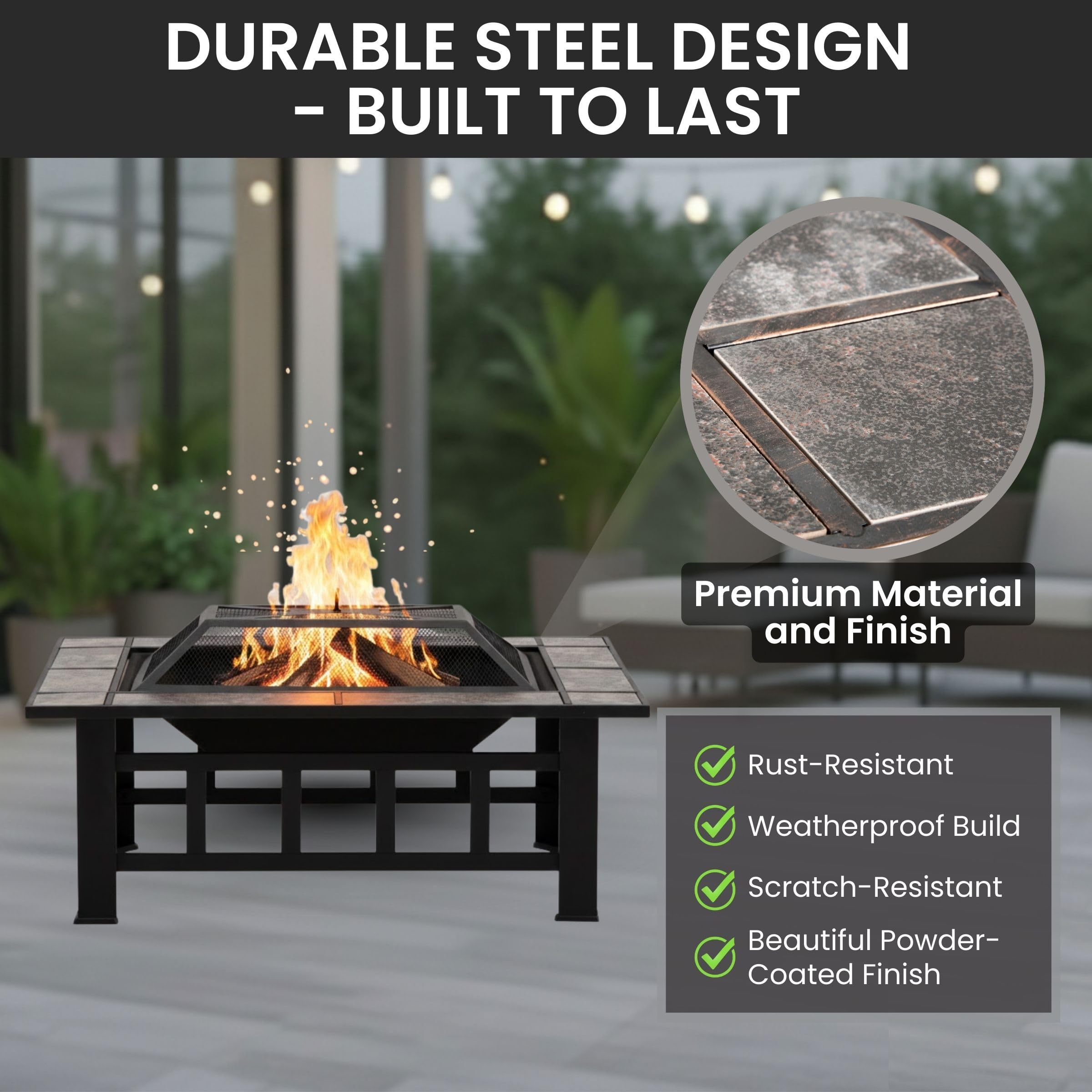 Pure Garden safety screen for the fire pit during outdoor gatherings