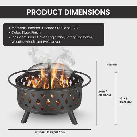 Pure Garden Fire Pit sturdy steel legs offer stable outdoor performance.