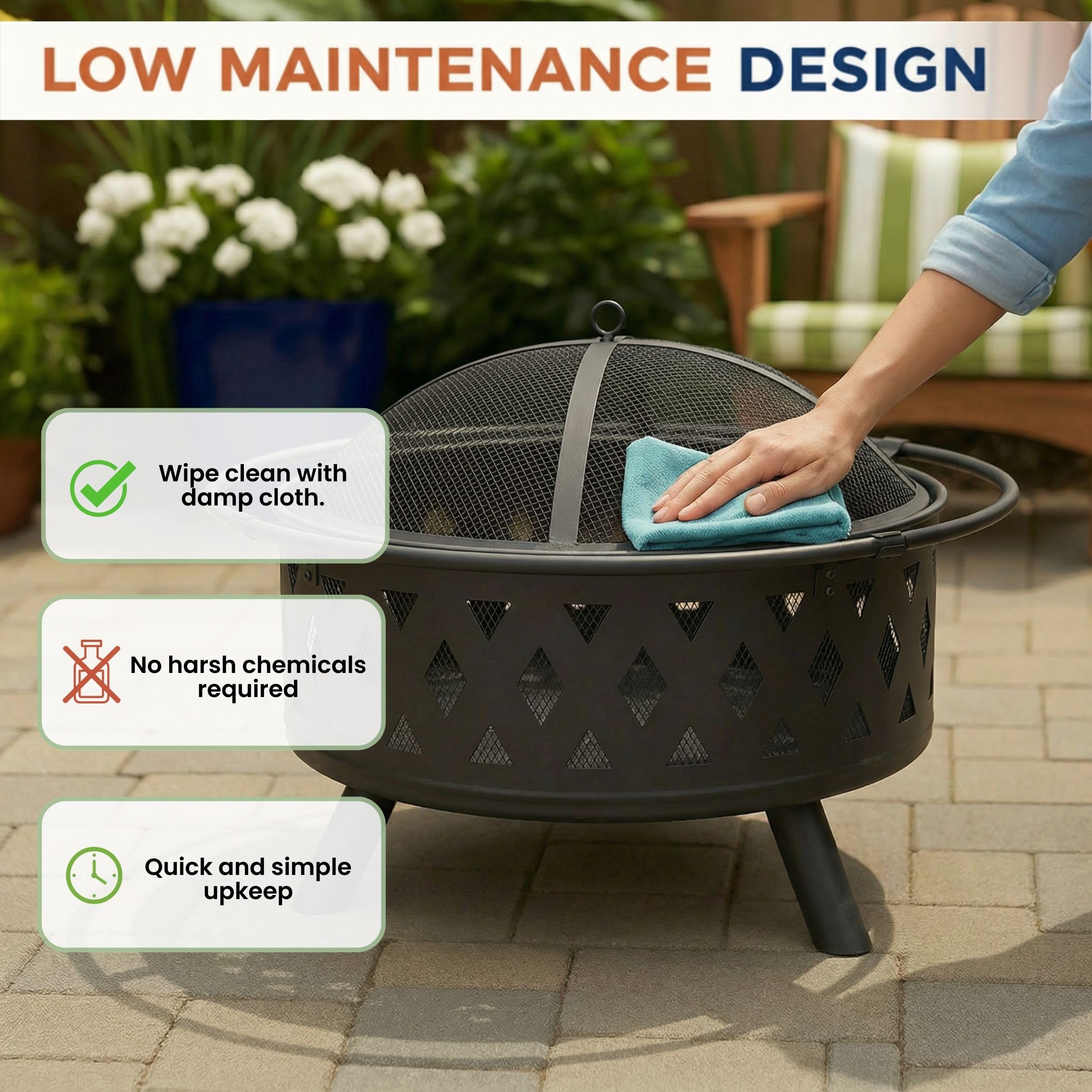 Pure Garden Fire Pit PVC cover protects the pit between uses.
