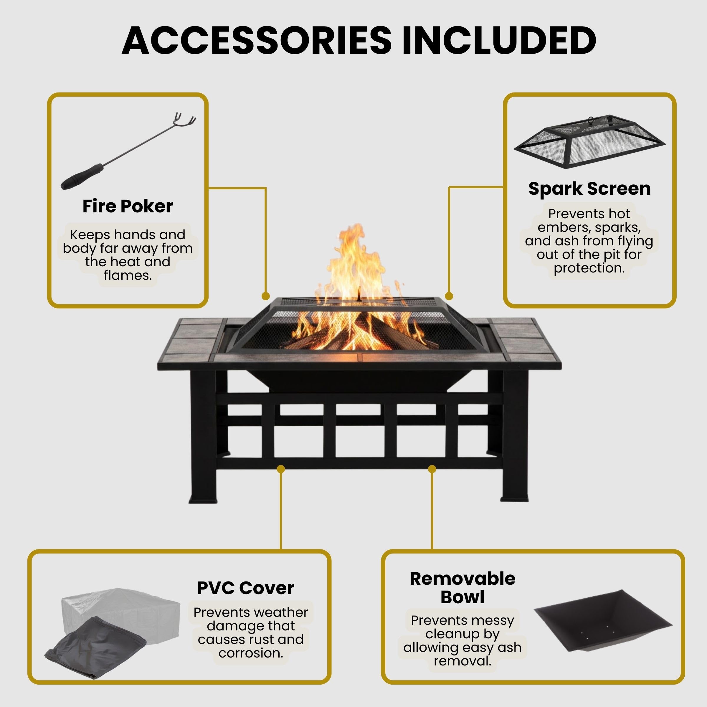 Pure Garden weather resistant cover protects the fire pit from rain and sun