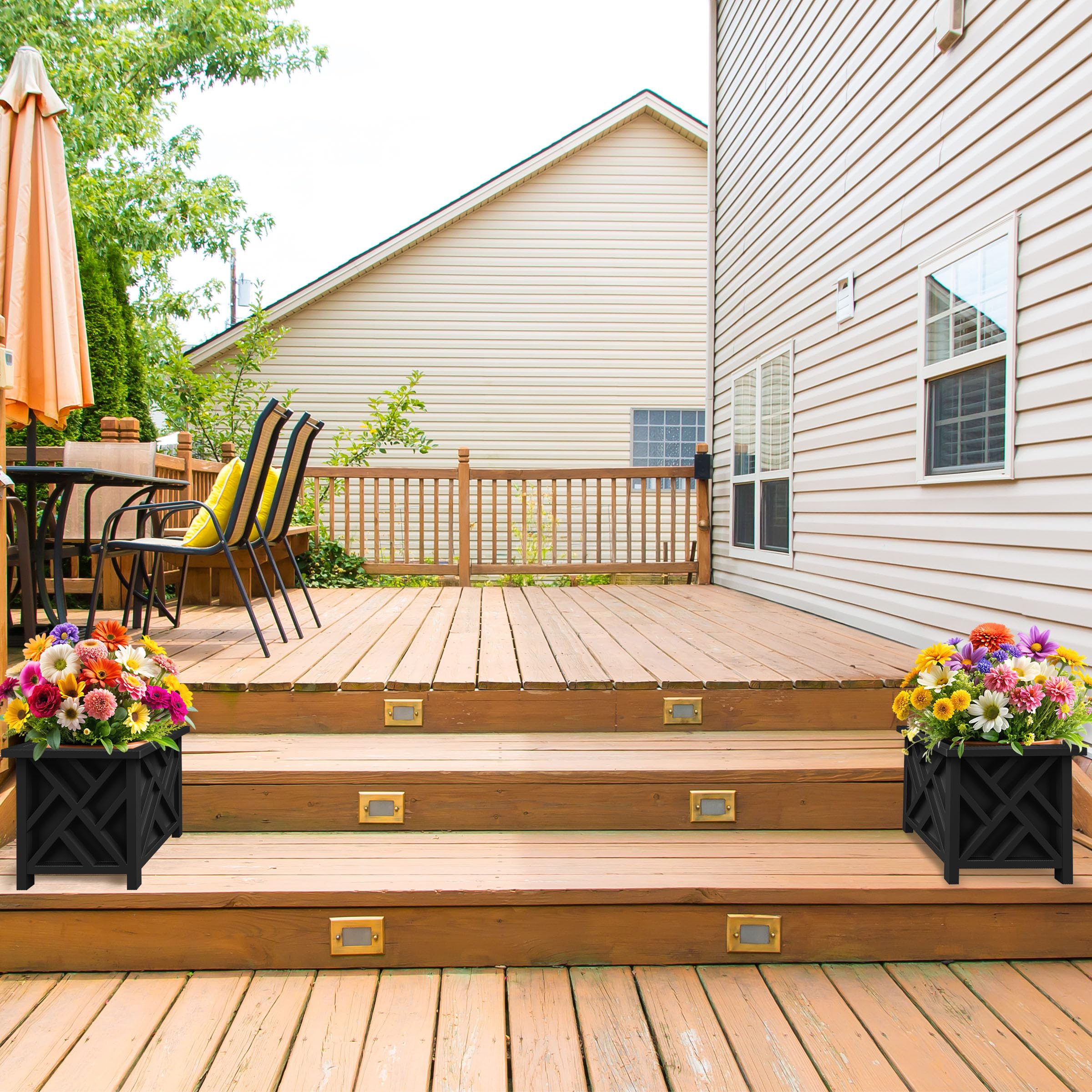 Pure Garden front porch decor planter in black complements outdoor space