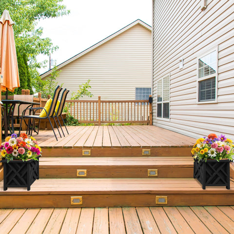 Pure Garden front porch decor planter in black complements outdoor space