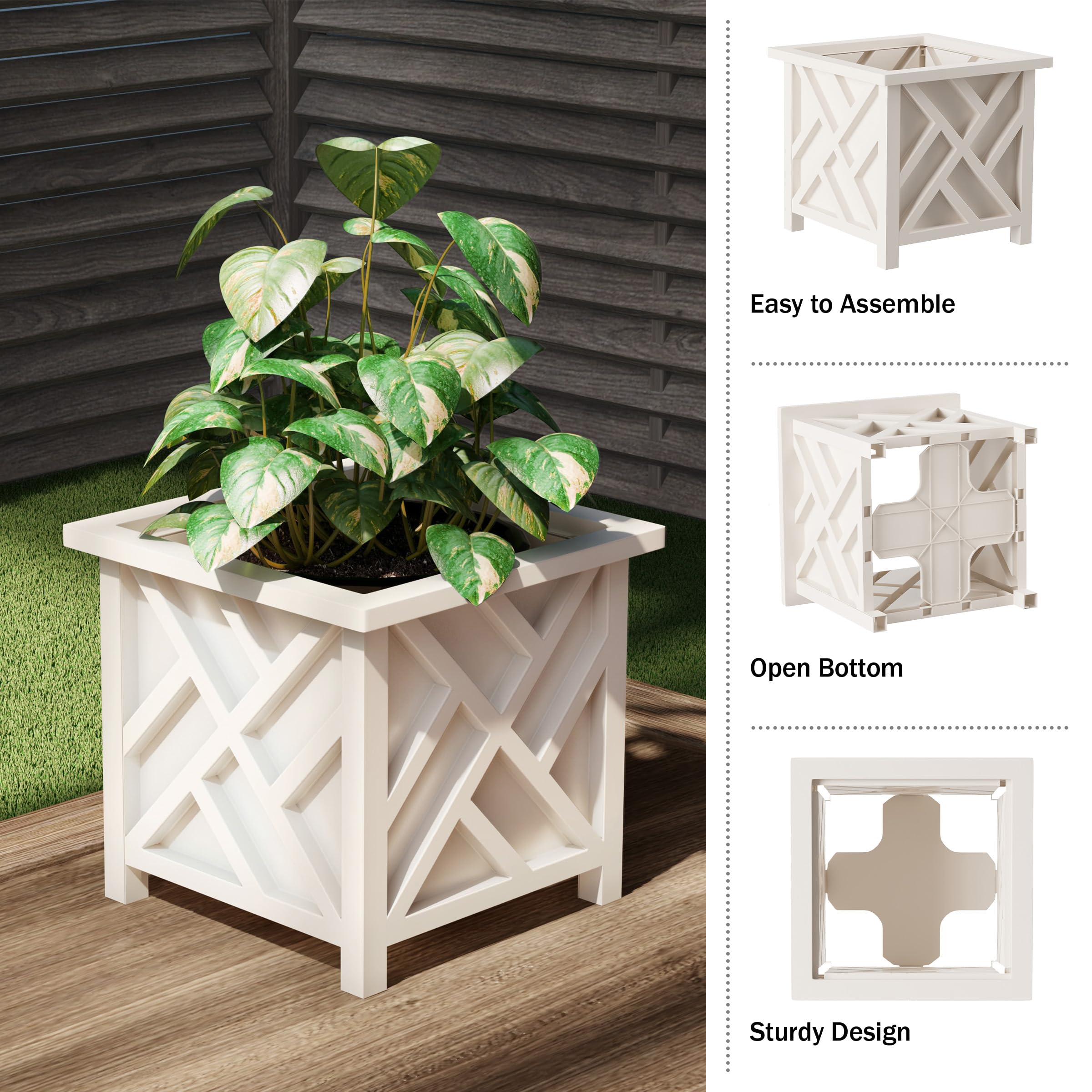 Pure Garden front-porch lattice planter on entry, boosts curb appeal.