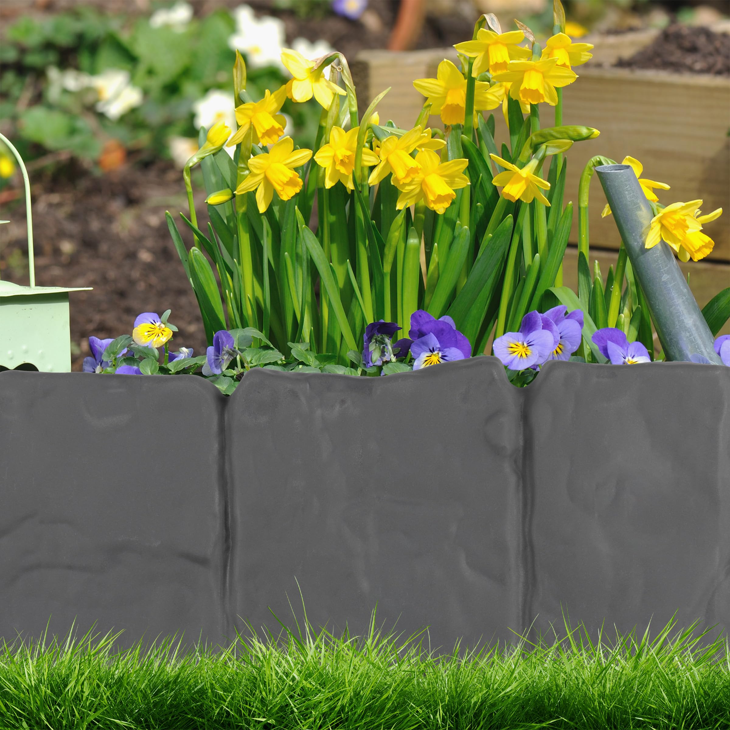 Pure Garden edging flat back profile for easy installation along lawn