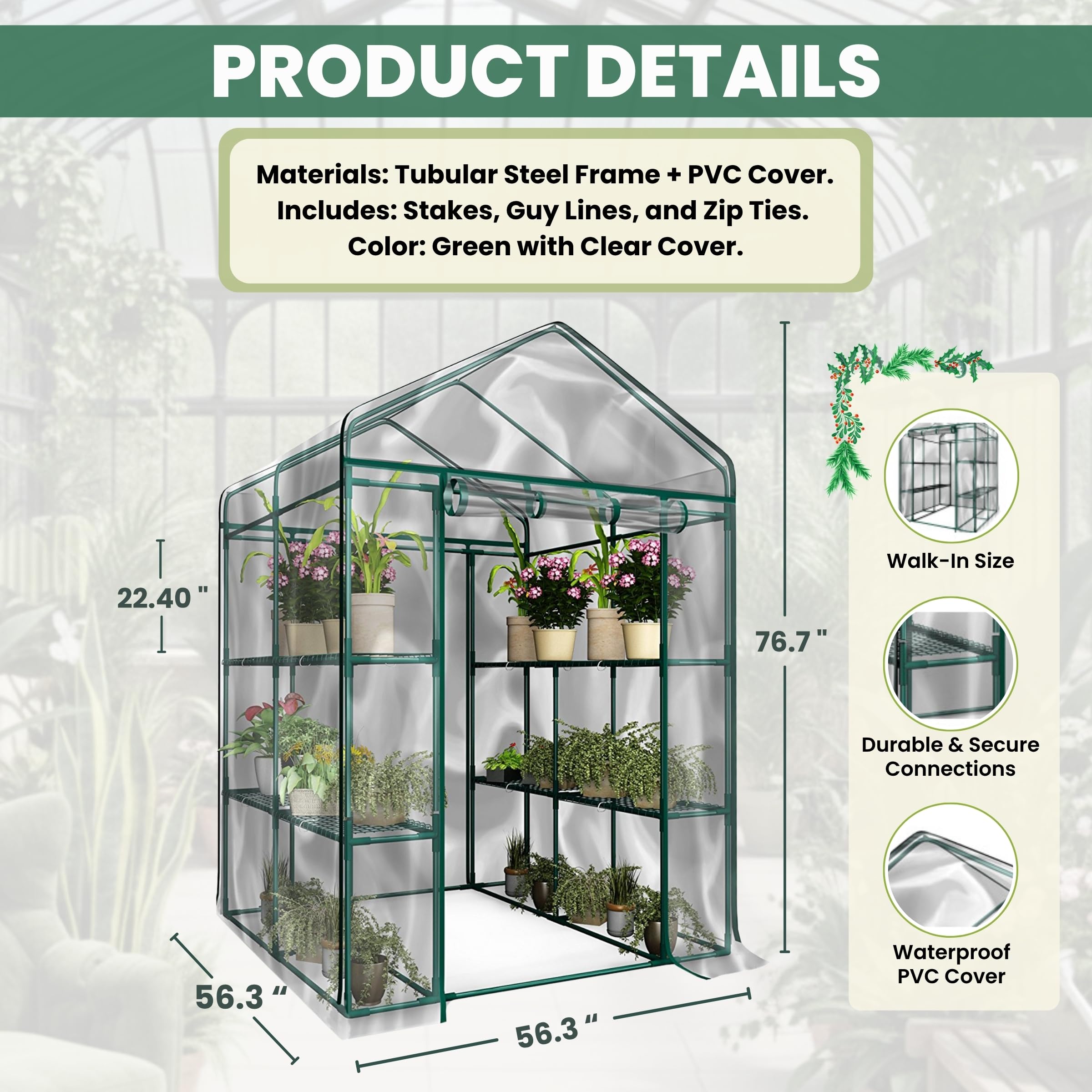 Pure Garden Greenhouse easy assembly—no tools required for quick setup.