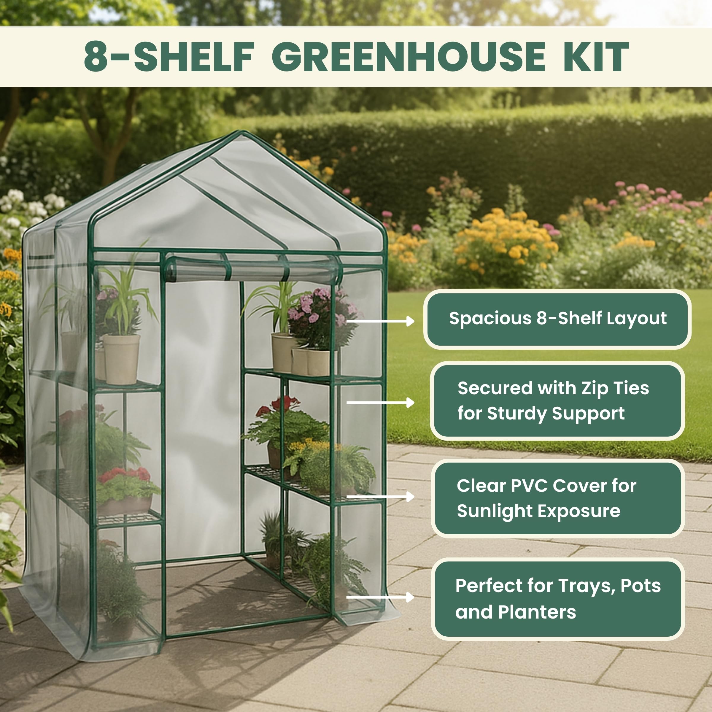 Pure Garden Greenhouse clear PVC cover protects seedlings from frost.