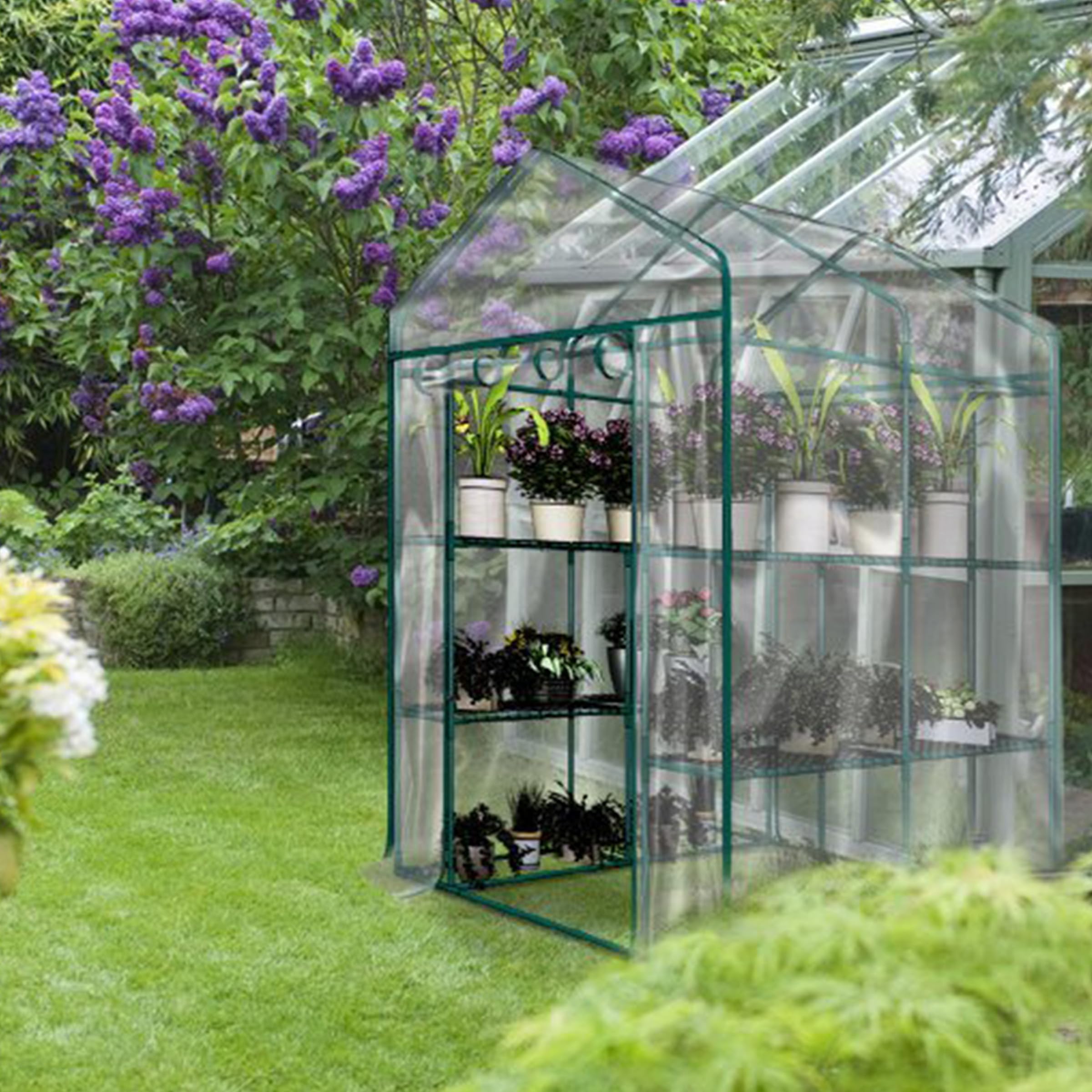 Pure Garden Greenhouse steel frame and PVC cover deliver sturdy protection.