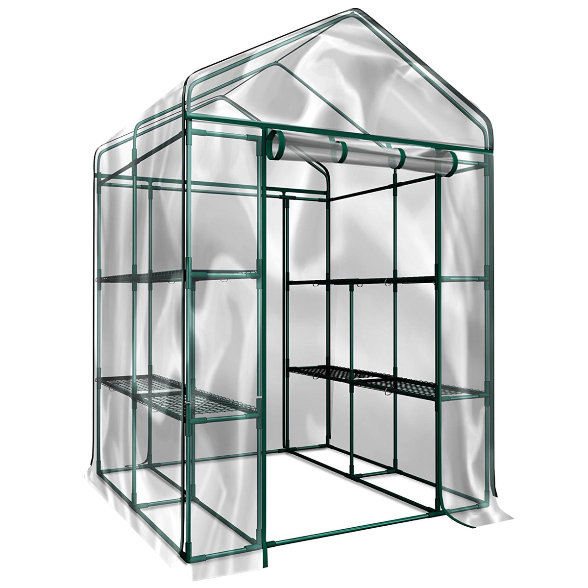 Pure Garden Greenhouse walk-in view shows spacious interior for seedlings.