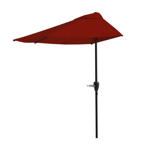 Pure Garden half-round 9ft umbrella maroon shade for outdoor spaces