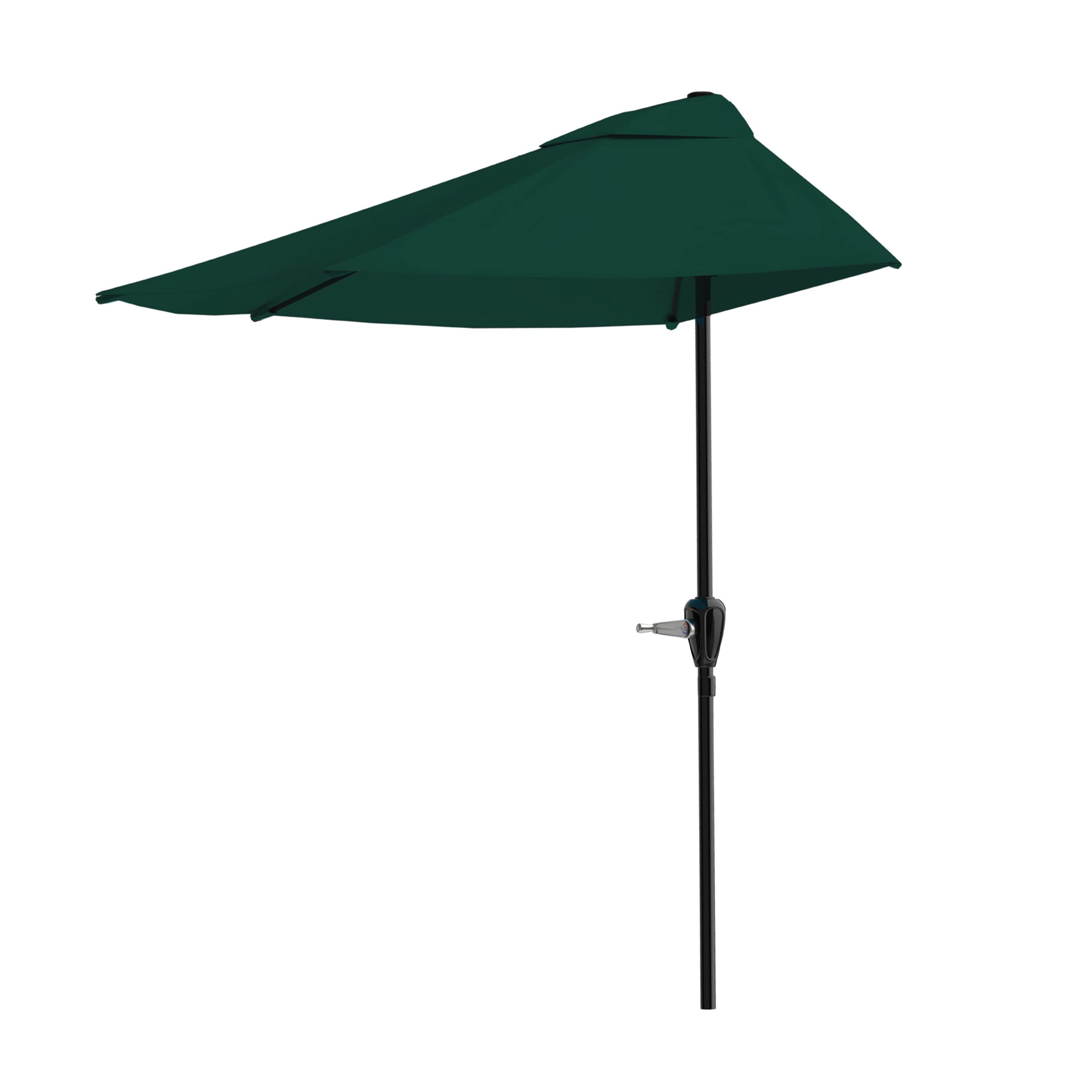 Pure Garden half-round umbrella steel pole and base ready for deck installation.