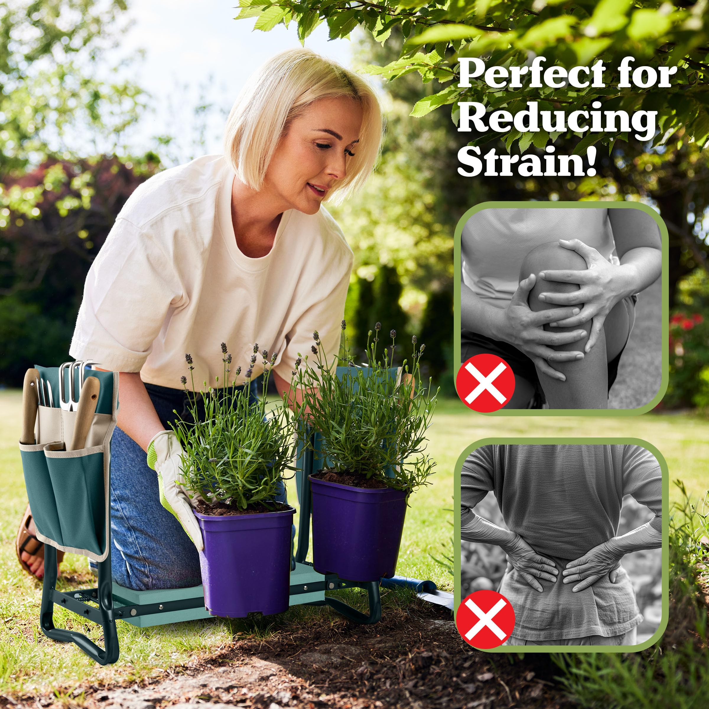 Sturdy steel frame supports up to 300 pounds during tasks