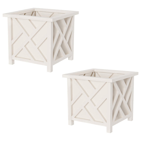 Pure Garden lattice design planter box 2-pack enhances front porch curb appeal