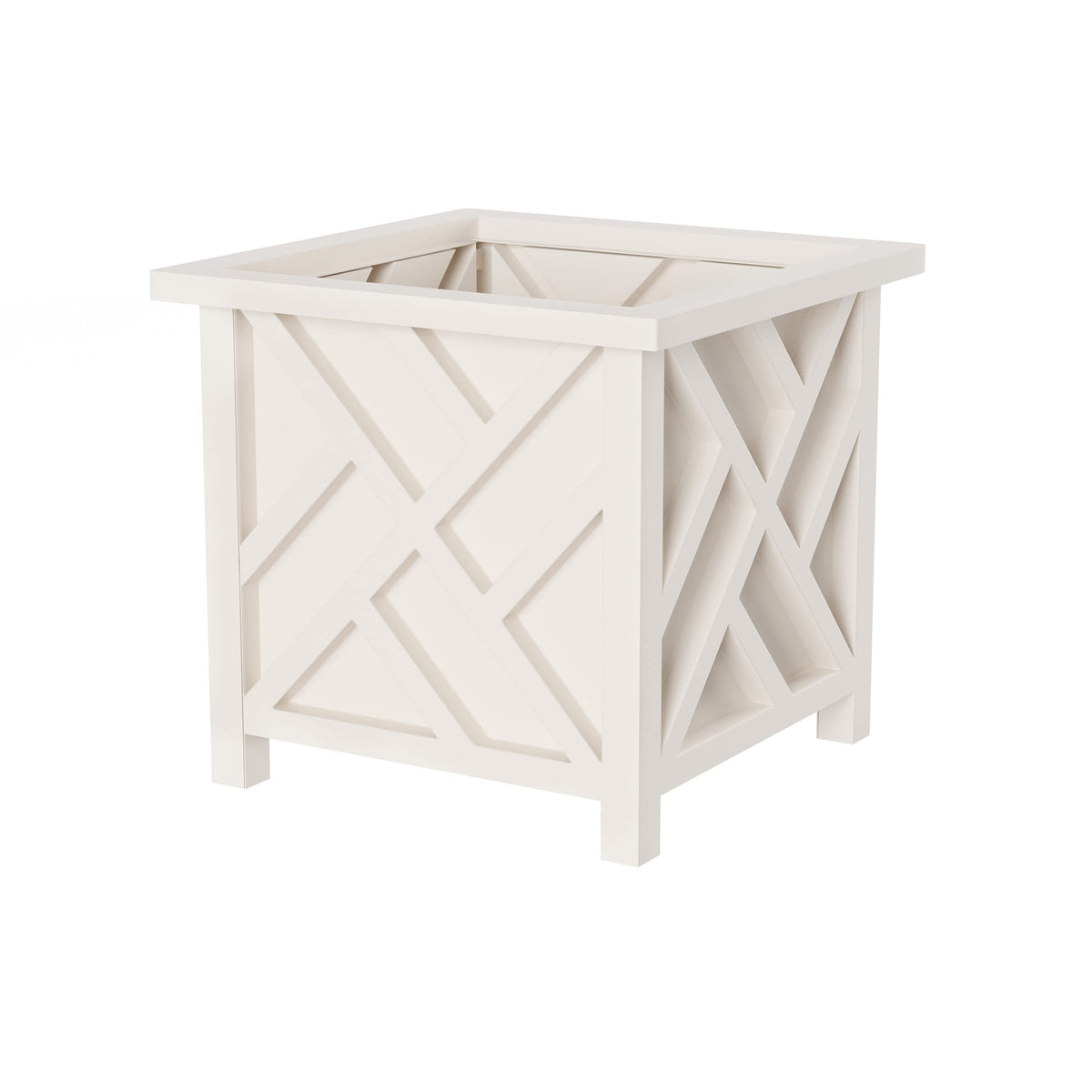 Pure Garden lattice planter box 14.75-inch square white, decorative cover for pots.