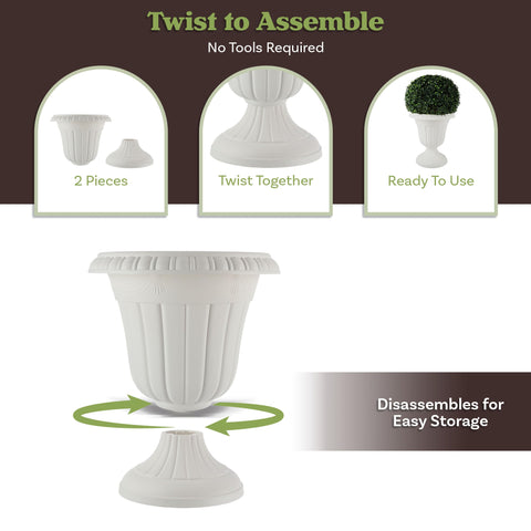 Pure Garden outdoor planter assembled close-up, twist-lock design for tool-free setup.