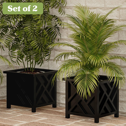 Pure Garden outdoor planter box open bottom with insert for drainage