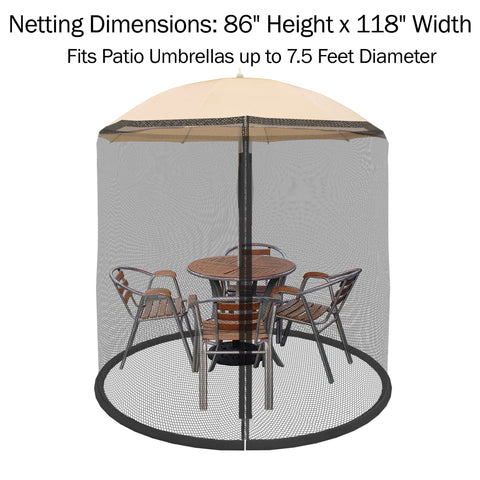 Pure Garden net with zipper entry panel for easy access under a shaded patio area.
