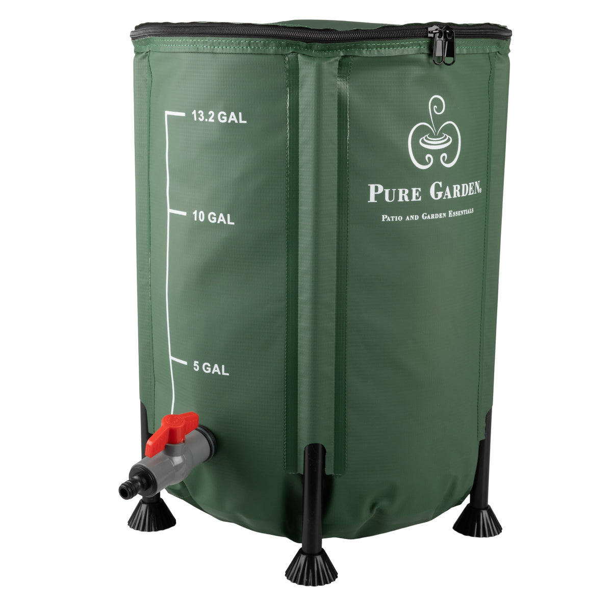 Pure Garden rain barrel collapsible 50-liter green design for rain collection.