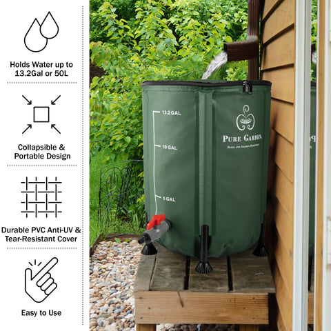 Pure Garden outflow valve provides easy access to collected rainwater.