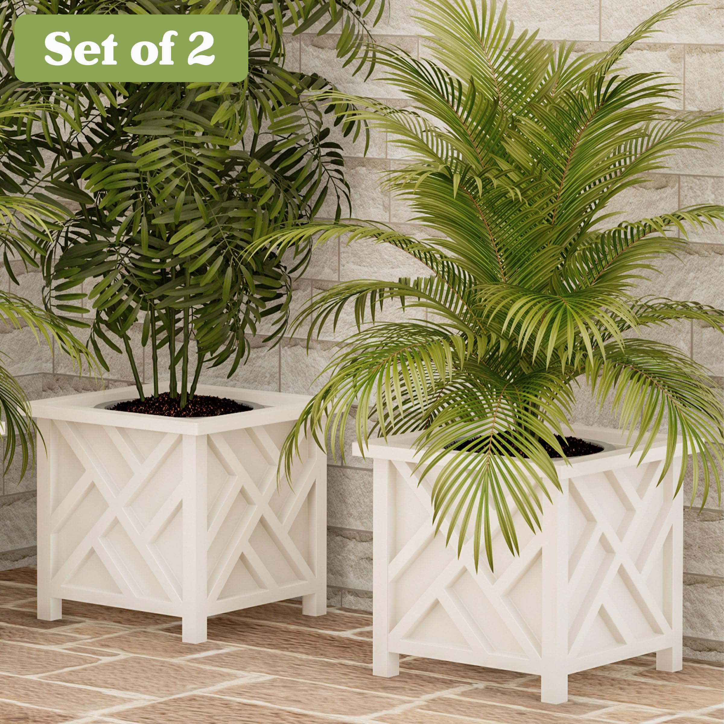 Pure Garden square outdoor planters measure 14.75 inches and fit standard pots