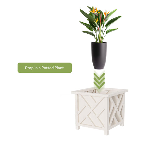 Pure Garden tool-free assembly planter demonstrates easy setup.