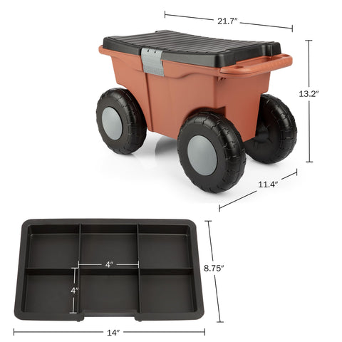 Pure Garden cart with removable tool tray for organized gardening essentials.