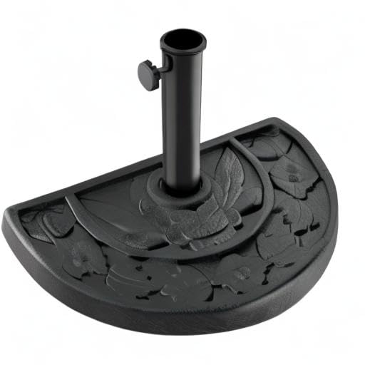 Pure Garden black outdoor base matches many patio schemes and umbrellas.